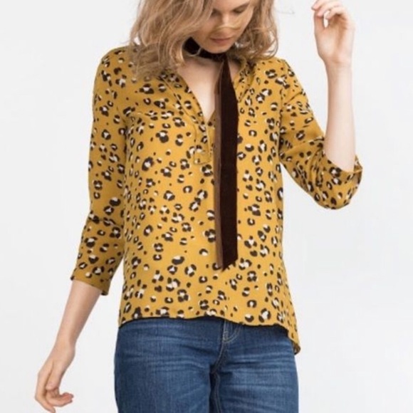 zara blouse leopard